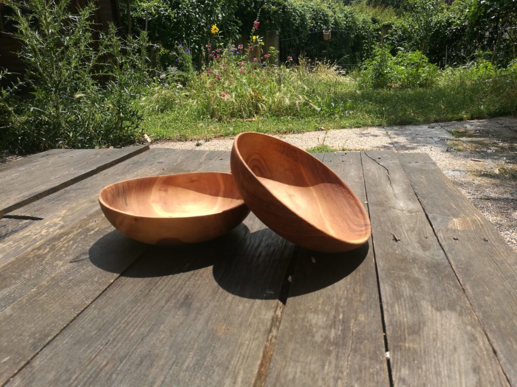 Assiettes de randonnée artisanales en bois de cerisier