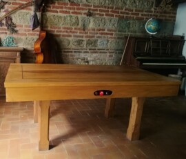 Billard table artisanal en bois de tulipier de virginie, et chêne avec des incrustations d'ébène