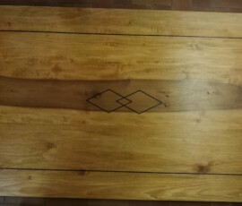 Billard table artisanal en bois de tulipier de virginie avec des incrustations d'ébène